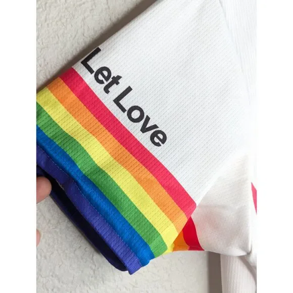 Pride Women's Bicycle Jersey Sz L Mesh White Rainbow Full Zip Moisture Wicking - Picture 6 of 9